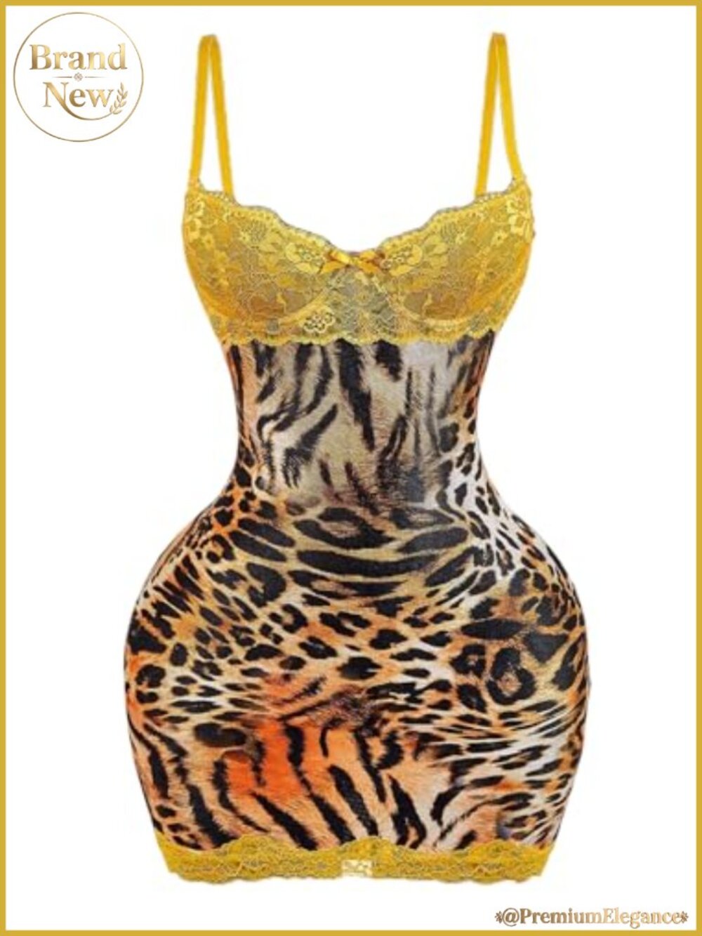 Women Y2K Leopard Print Lace Bodycon Mini Dress Spaghetti Strap Party